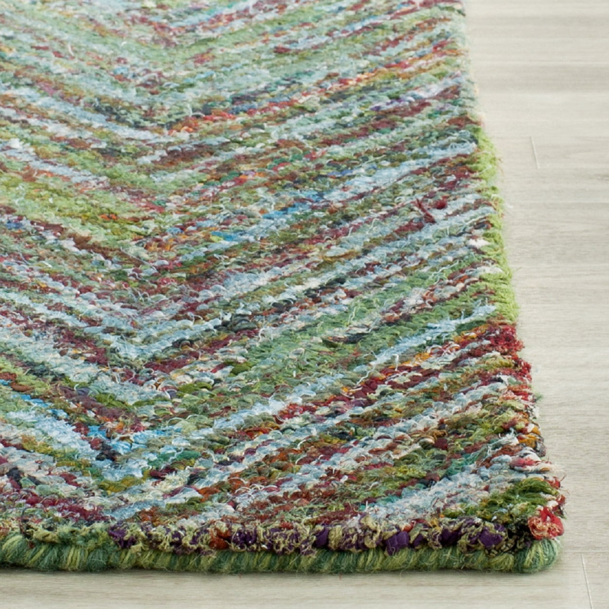 SAFAVIEH Nantucket Akilah Zigzag Stipes Cotton Area Rug, Blue/Multi, 2' x 3'