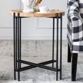 thumbnail image 2 of Tcbosik 21.5" Round Sofa Side Table, Rustic End Table with Wood Top and Metal Frame for Small Space, Living Room, Bedroom, Black & Brown, 2 of 8