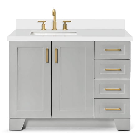 ARIEL TAYLOR 43 IN. LEFT OFFSET SINGLE RECTANGLE SINK VANITY IN GREY