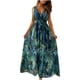 thumbnail image 1 of Vestidos largos de verano Bidobibo para mujer, vestidos de playa con estampado tropical, cuello en V, sin mangas, cintura alta, con cordones, vestido maxi fluido, vestido de verano, 1 of 8