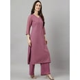 thumbnail image 6 of Janasya Indian Women's Purple Georgette Foil Print Kurta with Palazzo and Dupatta, 6 of 10