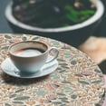 thumbnail image 3 of Ambesonne Floral Fitted Round Tablecloth, Autumnal Bohemian Flowers, 45"- 56" Diameter, Seafoam Almond and Ecru, 3 of 5