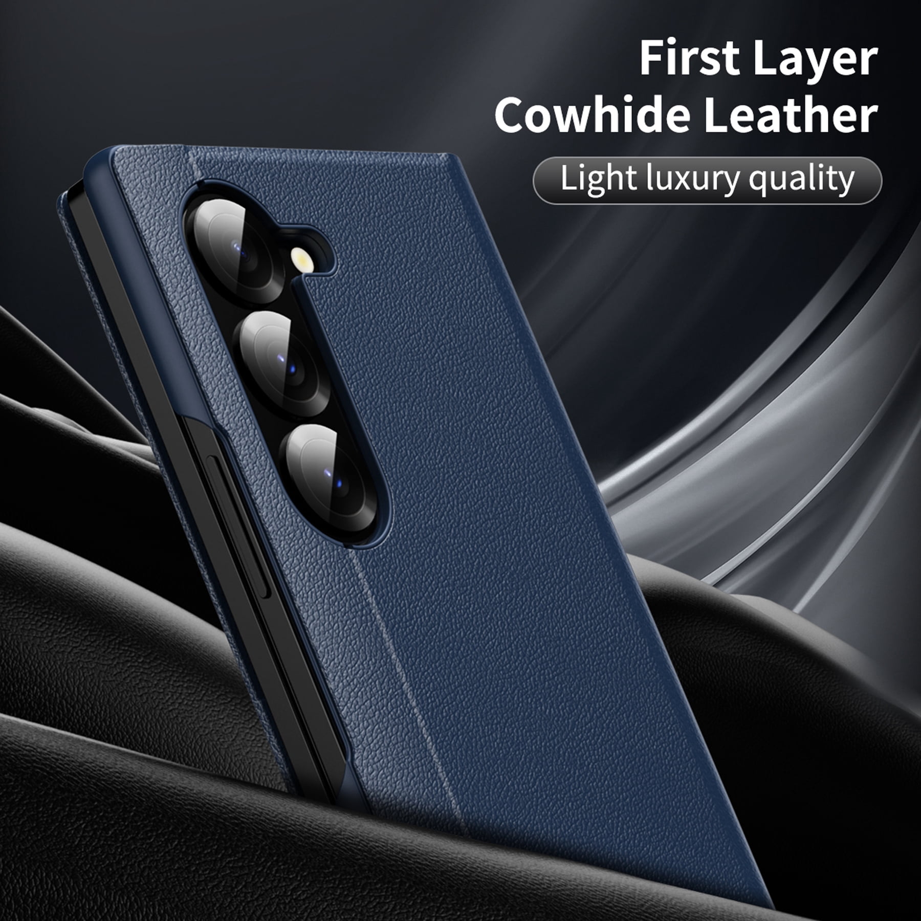 For Samsung Galaxy Z Fold 7 Case PU Leather Flip Case,With Intelligent Window,With Card Holder,Anti-fall Rugged Shockproof Protective Phone Case Cover for Samsung Galaxy Z Fold 7,Blue