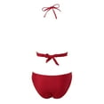 thumbnail image 3 of Aayomet Plus Size Swimsuit for Women Tummy Control Bathing Suit V Neck Ruched Modest Swimwear,Red S, 3 of 4