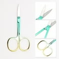 thumbnail image 3 of Unique Bargains 1 Pc Women 2.0A Scissors Eyebrow Trimmer Scissors For Beauty Parlor Stainless Steel Green, Gold Tone, 3 of 4