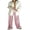 Pink, variant on Women Sequins Wide Leg Pants Shiny Loose Casual Elastic High Waist Trousers for Work Office Streetwear