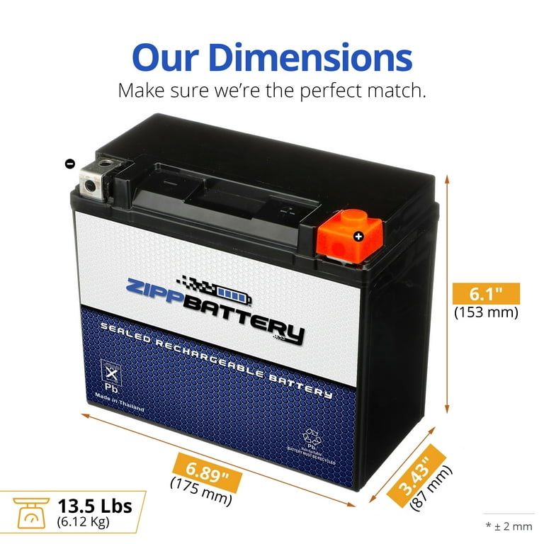 Zipp High-Performance YTX20HL-BS AGM Motorcycle Battery, 12V Zipp High-Performance YTX20HL-BS AGM Motorcycle Battery, 12V