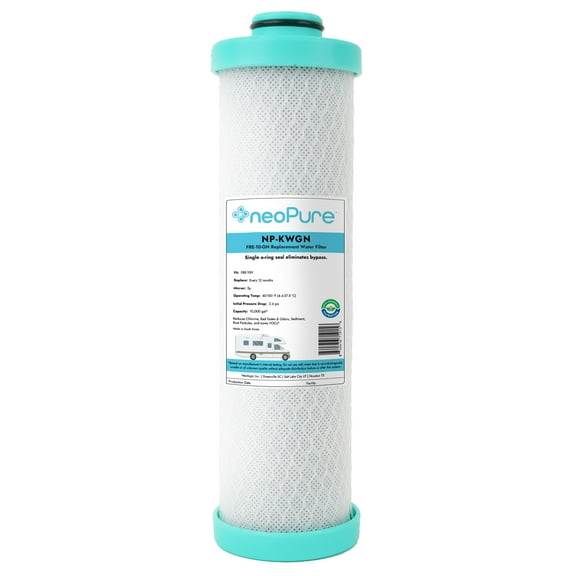 Neo-Pure RV Replacement Filter for Forest River FRE-10-GN (2.5 x 10") RV Water Filter Activated Carbon Block Push-Nipple Cartridge Replaces FRE-10-BN