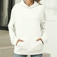 thumbnail image 2 of Jinhomg Cotton Hoodies for Women Dressy Casual Long Sleeve Solid Pullover Tops Oversized Soft Cozy Kangaroo Pocket Top Fall Winter Thermal Going Out Wear White M, 2 of 6