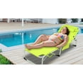 thumbnail image 3 of 3-in-1 Heavy Duty Tanning Chair in  with Adjustable 5-Position Design Portable Outdoor Lounger for Beach Use,White+Green, 3 of 13