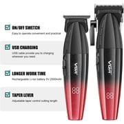 VGR 640 Professional Hair Clippers for Men, 9000RPM Cordless Barber Clippers and Trimmers Set, Zero Gap T-Blade Hair Cutting Kit, DLC Coated Ceramic Blade Barber Kit with LED Display(Red)