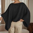 thumbnail image 6 of Women Lightweight Cardigan Open Front 3/4 Sleeve Shawls Wraps Bell Sleeve Kimono Cardigan (Black XL), 6 of 6