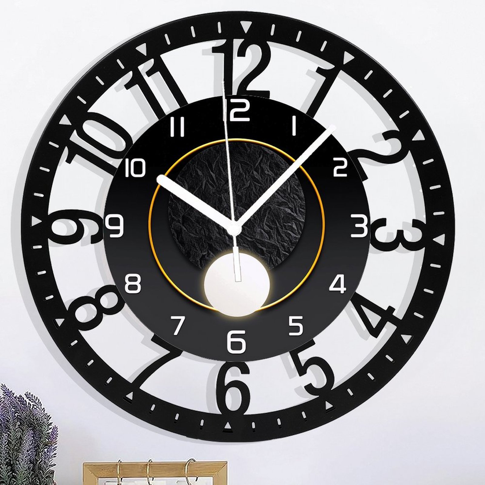 Wrought Iron Round Black Wall Clock for Bedroom 10 Inch Small Wall Clocks Battery Operated Silent Wall Clock Modern 25cm Style 10×10inch(25×25cm)
