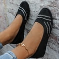 thumbnail image 3 of Rokment Womens Knit Wedges Ballet Flat Dress Shoes Comfortable Lightweight Mesh Round Toe Low Heels Slip on Socks Walking Loafers for Driving Black Size 9, 3 of 5