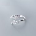 thumbnail image 1 of Anillo de plata S925 estilo femenino fresco Anillo abierto con rama de olivo con incrustaciones de diamantes Anillo único, Adecuado para pieles sensibles, 1 of 5