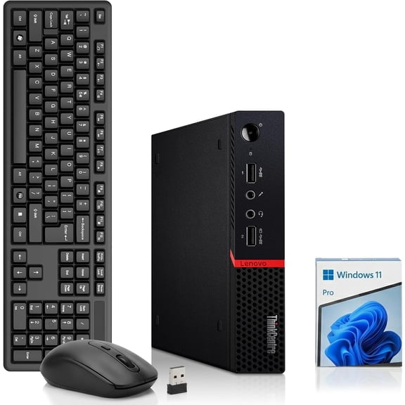 Restored Lenovo ThinkCentre M715 Tiny PC — AMD A12-9800E — 256GB SSD — 8GB DDR4 RAM — Wi-Fi — Wireless Keyboard & Mouse — Compact Office Computer — Windows 11