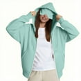thumbnail image 5 of Sweatshirts for Women, Women's Zip Up Hoodies Sweatshirts Clothes Teen Girl Fall Casual Drawstring Jackets With Pockets Overcoat, Mint Green S, 5 of 9