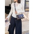 thumbnail image 3 of Genuine Cowhide Leather Women's Crocodile Embossed Shoulder Bag, Flap Crossbody Satchel Purse, 3 of 8