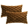 thumbnail image 2 of REGALWOVEN Paquete de 2 fundas de almohadas decorativas de piel sintética, fundas de cojín de felpa suave, marrón oscuro 12" x 20", 2 of 6