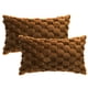 thumbnail image 2 of REGALWOVEN Paquete de 2 fundas de almohadas decorativas de piel sintética, fundas de cojín de felpa suave, marrón oscuro 12" x 20", 2 of 6