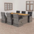 thumbnail image 1 of vidaXL 7 Piece Outdoor Dining Set with Cushions Poly Rattan Grey, 1 of 5