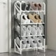 thumbnail image 1 of Zapatero metálico de 4 niveles | Estructura de acero resistente con estantes ventilados | Almacenamiento que ahorra espacio para la entrada, el armario, el dormitorio o la habitación compartida, 1 of 9
