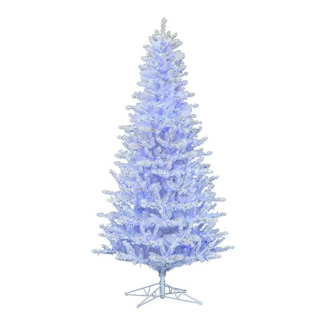 Vickerman 120" Plastic Spruce LED Artificial Christmas Tree in Shiny White/Blue