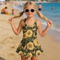 thumbnail image 3 of Uourmeti Girls' Sunflower & Butterfly Print Skirted One-Piece Swimsuit - Quick Dry, Stretchy Beach Swim Dress for Summer Pool & Vacation, 3 of 8