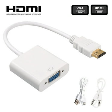 HDMI to VGA HDMI to VGA Cable with Audio USB Data Cable (White)