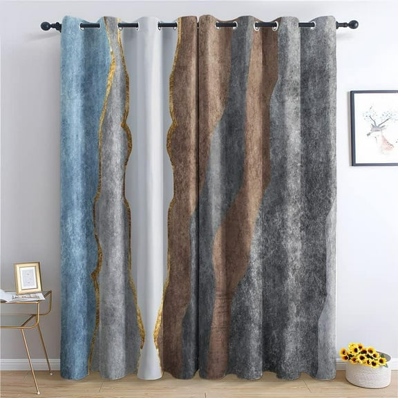Abstract Curtains For Bedroom Living Room, Modern Blackout Curtains & Home Decor, Patterned Window Curtains, Room Darkening Grommet Drapes 38"W x 54"L (Pack of 2)