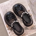 thumbnail image 4 of Girls Mary Jane Dress Shoes Bow Pearls Decor Round Toe Platform Shoes Kids Cute Sweet Comfy Hook and Loop Footwear Black 11.5 Little Kids, 4 of 7