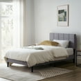 thumbnail image 6 of Mainstays Gray Upholstered Square Tufted Platform Bed, No Box Spring Needed, Twin, 6 of 10