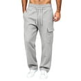 thumbnail image 3 of ZUBMGKTE Men's Baggy Fleece Cargo Sweatpants Loose Casual Jogger Pants Open Bottom Sweatpants for Athletic Workout with Pockets, 3 of 8