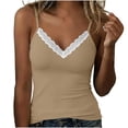 thumbnail image 5 of Yourumao Womens Camisole Tops with Built in Bra V Neck Lace Trim Camis Slim Fit Adjustable Spaghetti Strap Tank Top for Summer Casual Wear, 5 of 7