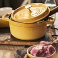 thumbnail image 5 of Staub Cast Iron Round Cocotte, Dutch Oven, 5.5-quart, serves 5-6, Made in France, Citron, 5 of 12