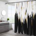 thumbnail image 3 of Cortina de baño de tela impermeable, lavable a máquina, con ganchos, con pintura al óleo de graffiti y arte moderno abstracto, 3 of 5
