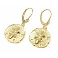 thumbnail image 2 of 14K yellow gold Hawaiian 16mm diamond cut sand dollar dangle leverback earrings, 2 of 3