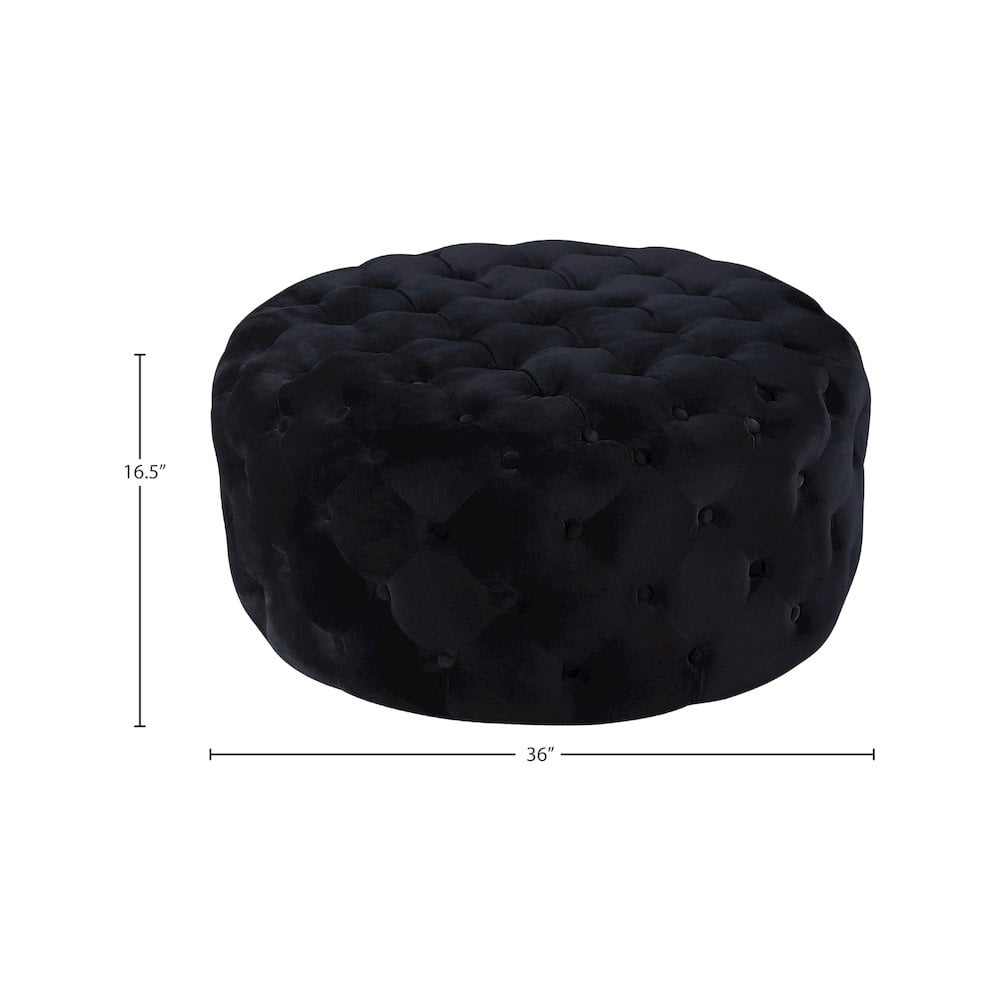 Meridian Furniture Addison Button Tufted Black Velvet Ottoman and Bench