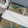 thumbnail image 4 of Designart "Aqua Gold Liquid Marble I" Abstract Marble Bedding Covert Set - Modern Gold Abstract Bed Set With 2 Shams, 4 of 6