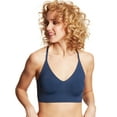 thumbnail image 1 of Maidenform Womens V-Neck Comfort Pullover Lace Back Wireless Bra, L/DD, Navy, 1 of 4