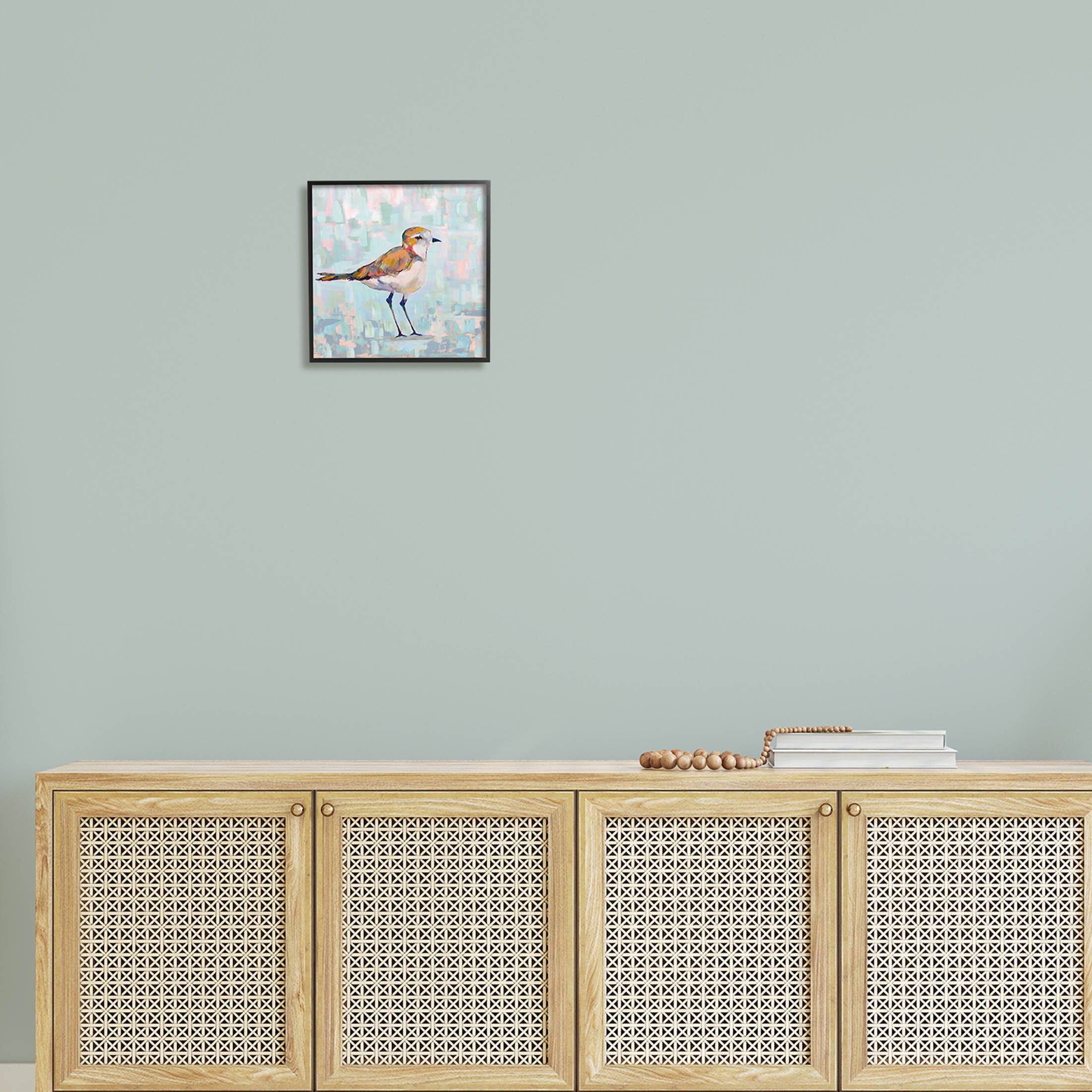 Stupell Industries Coastal Plover Nautical Bird Painting Black Framed Art Print Wall Art, Design by Jeanette Vertentes