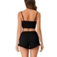 thumbnail image 3 of INSPIRE CHIC Women's Pajama Set Stretchy Knit Spaghetti Strap Runch Cami with Shorts 2 Pcs Loungewear S Black, 3 of 5