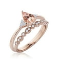 thumbnail image 3 of Dazzling Minimalist 1.75 Carat Pear Cut Affordable Ring, Morganite And Diamond Moissanite Engagement Ring, Unique Wedding Ring, One Matching Band In 10K Solid Rose Gold, Gift For Her, Bridal Set, 3 of 3