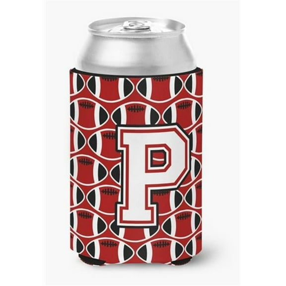 Letter P Football Cardinal & White Can or Bottle Hugger