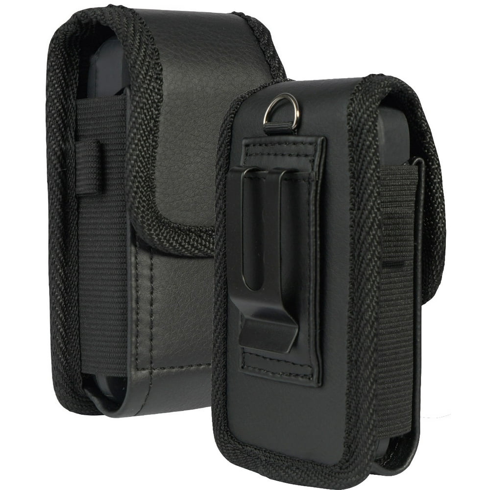 Case for Kyocera Flip Phone, Nakedcellphone Black Vegan Leather