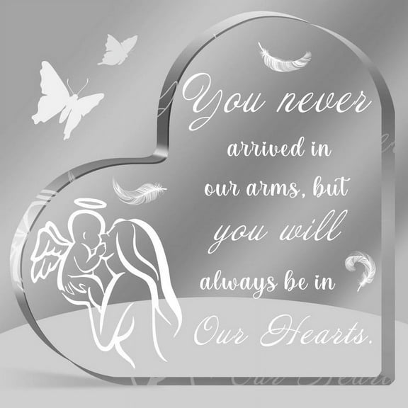 Miscarriage Gifts For Mothers - Remembrance Sign Heart Acrylic Desk Sign Sympathy Gift For Loss Of Baby 4X4 In Birthday Gifts For Women Men Office Home Patriotic Memorial Day Father'S Day