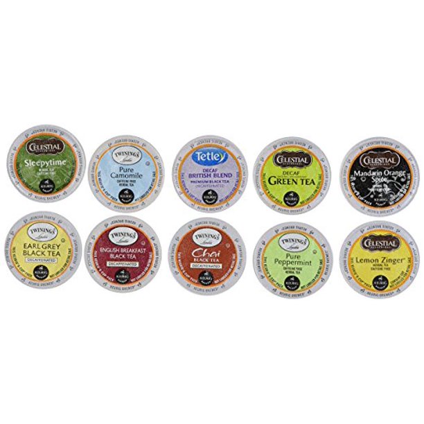 20 Count Variety Decaf Tea KCup for Keurig Brewers From Celestials, Twinnings 10 Flavors