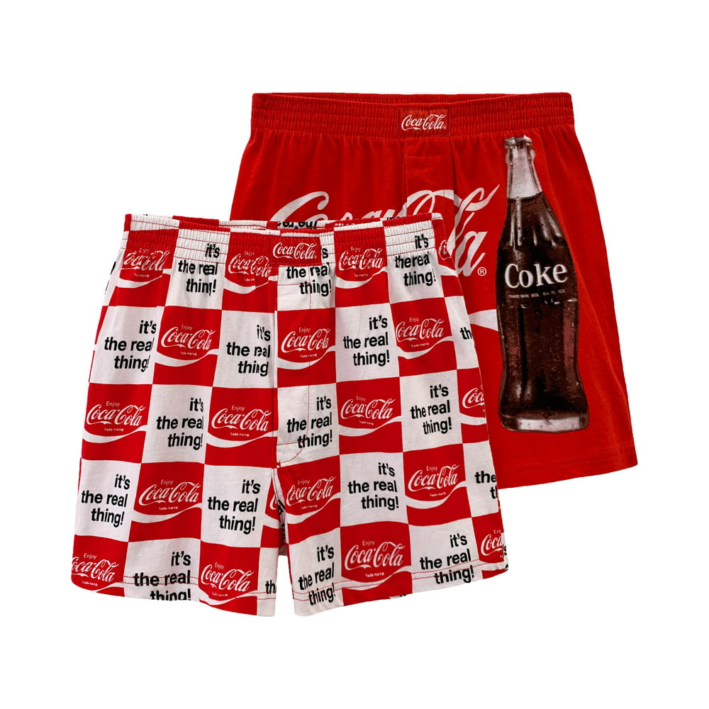 Coca-Cola Mens Boxer Shorts Fun Print Briefs 2 Pack Loungewear, Coke ...
