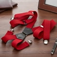 thumbnail image 5 of Buyless Fashion 2 Pack Suspenders for Men - 48" Elastic Adjustable Straps 1 1/4" - X Shape - 5134-2-Red, 5 of 7