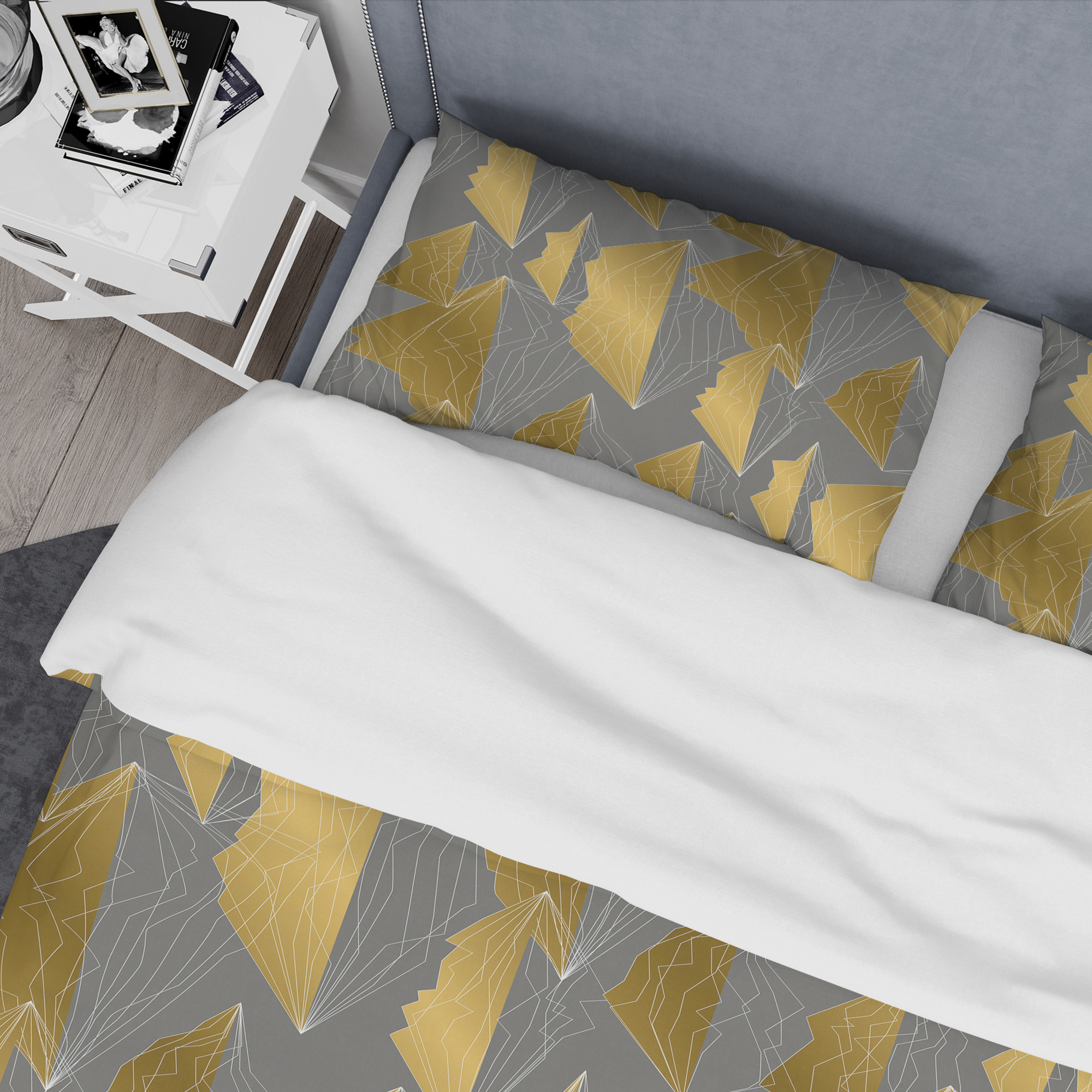Designart 'Golden Polygon Pattern' Mid-Century Modern Duvet Cover Set